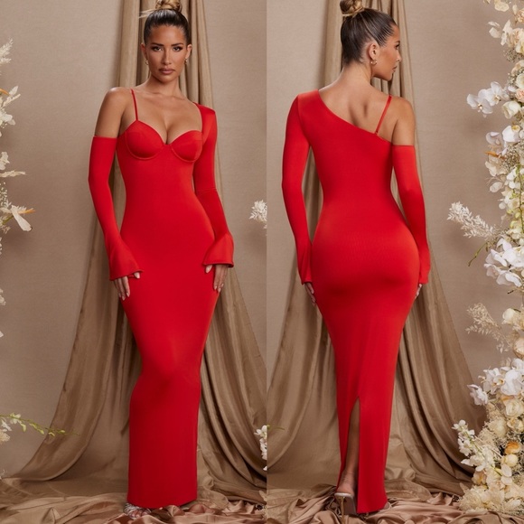 Oh Polly Dresses & Skirts - NWT OH POLLY Isolde Long Sleeve Off The Shoulder Maxi Dress In Red Size 10